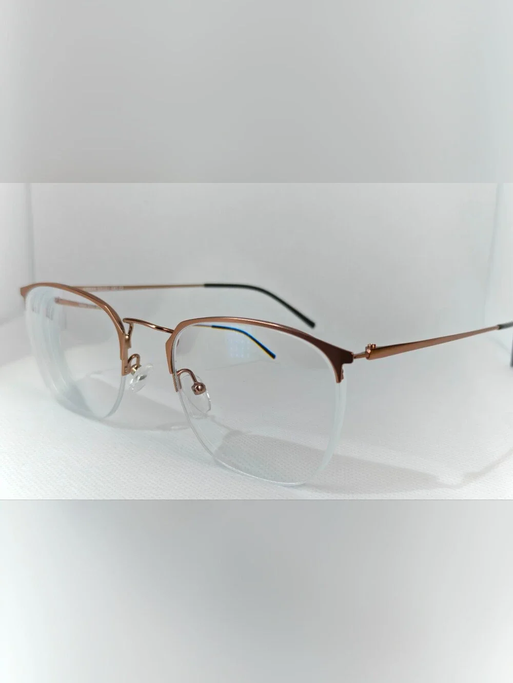 Urban. Simple Elegant Rose Gold High Semi Rimless Eyewear.